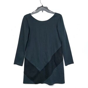 Jil Sander Navy Monochromatic LBD Black Long Sleeves Deep V Back Mini Dress 34